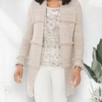 Chico's Beige Textured Fringe Open-Front Knit Cardigan Size 2 / 12 Photo 1