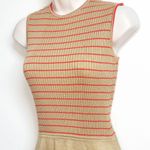 Howard Wolf Vintage Striped Sleeveless Knit Knee Length Dress Tan Orange Size 4 Photo 2