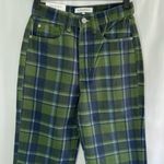 We Wore What New Plaid High Rise Straight Leg Dad Jeans Basil Green Size 25 Photo 6