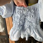 ASTR  The Label Savina Square Neck Bubble Sleeves Smocked Blouse Top puff light Photo 2