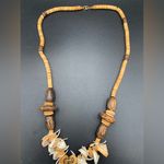 Wooden Beaded And Sea Shell Necklace Tribal Island Jewelry Brown Photo 1