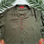 SAACHI Olive Green Embroidered Tunic Top – 2XL – Boho Floral, Pockets Size 2X Photo 10