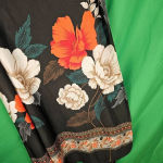 Vintage Malihini Hawaii Black Floral Hawaiian Sarong‎ Wrap Maxi Skirt 1 Large XL Photo 3