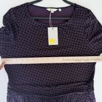 Boden Abigail Jersey Dress 14R Purple Leaf Print Long Sleeve Stretchy Midi Dark Size 14 Photo 9