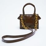 ZARA NEW ANIMAL PRINT MINI CROSSBODY BAG BROWN WITH HANDLES AND CHAIN STRAP Photo 0