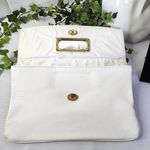 Vintage White One Snap Clutch Purse Bag Gold Photo 2