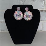 Iridescent Floral Statement Earrings Purple Photo 0