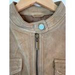 New York & Company Full Zip Trucker Moto Jacket Leather Tan Women's Size Large Photo 4