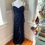 Camille La Vie Evening Gown Navy Draped w/ Fabric Flowers Size 14 Photo 9