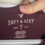 American Eagle  Soft & Sexy lace up burgundy long sleeve t-shirt size S Photo 6