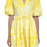 Olivia James The Label Daphne Mini Dress in Scatter Golden Floral Print Size S Yellow Photo 0