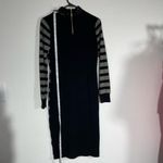 Eliza J . Gray Blue Black Glitter Stripe Sweater Bodycon Dress Size Medium Photo 1