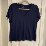 J.Crew NWOT  Size M Navy Blue Vintage Cotton Short Sleeve V Neck Tee Shirt Photo 0