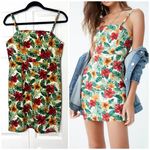 Forever 21  Green Red Hawaiian Floral Tropical Bodycon Tank Mini Dress Size Large Photo 1