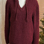 GreenTea Sweater Hoodie Women’s Large Soft Textured Burgundy Pullover Red Photo 0