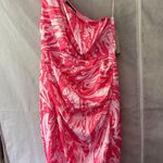 Lizard Thicket Pink and red marble  one shoulder dress Photo 0