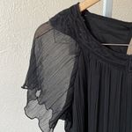 Anthropologie Tulle beautiful black crinkled pleat silky ruffle sleeve dress Photo 1