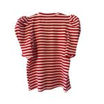 Peach Love California  Red White Striped Puff Sleeve T Shirt Top Women's Size S Photo 5