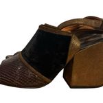 Dries Van Noten Leather Snakeskin Colorblock Gold Glitter Heels Photo 5