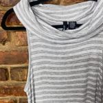 Ultra Flirt  Gray White Striped Sleeveless Ribbed Cowl Neck Top Womens Size Small Photo 1