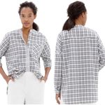Madewell  Women’s Messenger Long Sleeved Plaid Collarless Shirt large Photo 1