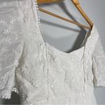 Showpo White Eyelet Lace Mini Dress Square Neck Floral Coastal Bridal Size 12 Photo 4