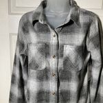 Ci Sono  Women’s Flannel Button Up Longsleeve Shirt Medium M gray plaid NWT soft Photo 2