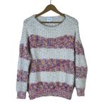 Gilli Popcorn Knit Sweater Womens M White Multicolor Striped Cozy Oversized Pink Size M Photo 1