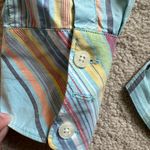 The Classic Le Tigre Woman’s Multicolored Striped Long Sleeve Button Up Shirt, Sz L. Photo 12