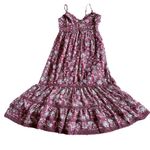 Dizzy Lizzy Floral Print Dress Midi Length Lace Spaghetti Strap Size Medium Purple Photo 0