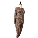 iRelax Pajama Set Jersey Knit Jogger Pant & Long Sleeve Top Leopard Women’s L/XL Brown Photo 2