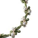 White Floral Leaf Necklace Trendy Alloy Enamel Lily Valley Gold Color Choker NEW Green Photo 2
