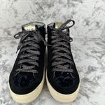 P448 Skate High Top Sneaker Size 38/ 7.5 Black Metallic Sequin Animal Print Photo 1