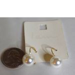 NWT I am Small Faux Pearl Gold Tone French Clip Lobe Bridal Prom Party Earrings Photo 1