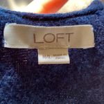 Loft Navy Plaid Fringe Ends Pancho Open Cardigan Size M/L Photo 3