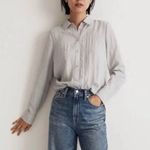Madewell paxton relaxed fit crinkled button down shirt gray women xxs Photo 0