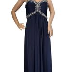 XScape Navy Chiffon Jeweled Bodice Empire A-Line strapless Evening Gown 8 Photo 2