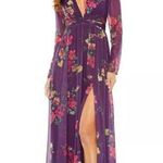 Mac Duggal  Long Sleeve Ruched Top Deep V Gown, Size 4, EXCELLENT Retail $ Photo 0