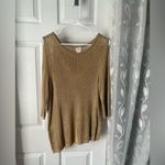 Chico's Chico’s Gold shimmering metallic Cold Shoulder Christmas Formal Top women size L Photo 1