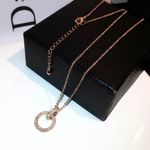 14K Rose Gold Plated Double Circle Pendant Necklace Photo 3