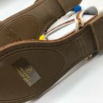 Nature Breeze  Womens Sandals Pom Pom T Strap Faux Leather White Brown 8 Photo 4