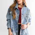 Buckle NWT | Verevert Rhinestone Fringe Denim Jacket size Large Photo 0