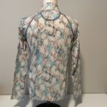 Orvis  teal/ cream floral pattern 1/4 zip pullover sz S Photo 1