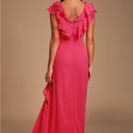 Lulus  Pink Ruffled Surplice Maxi Dress Photo 2
