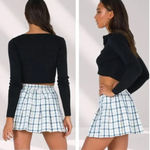 Princess Polly  Blue White Plaid Pleated School Girl Lona Mini Skirt - XS/S Photo 1