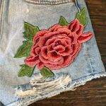 ZARA TRF Floral Embroidered Cotton Denim Shorts Blue High Rise Size 4 Photo 2