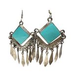 Vtg Sterling Silver & Turquoise Earrings, Southwest, Zuni Pierced Photo 0