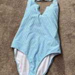 Jessica Simpson  Light Blue Striped One Piece Swimsuit SIZE XL Photo 0
