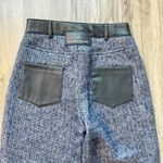 Maniere De Voir  Woven Knit Straight Pants with Leather Trim in Blue Size 0 NWT Photo 9