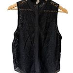 AG Adriano Goldschmied  Black Lace Preppy Minimalist Blouse Black Medium Photo 0